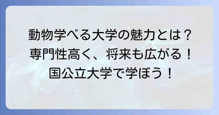 国公立大学で動物を学ぶ魅力とメリット