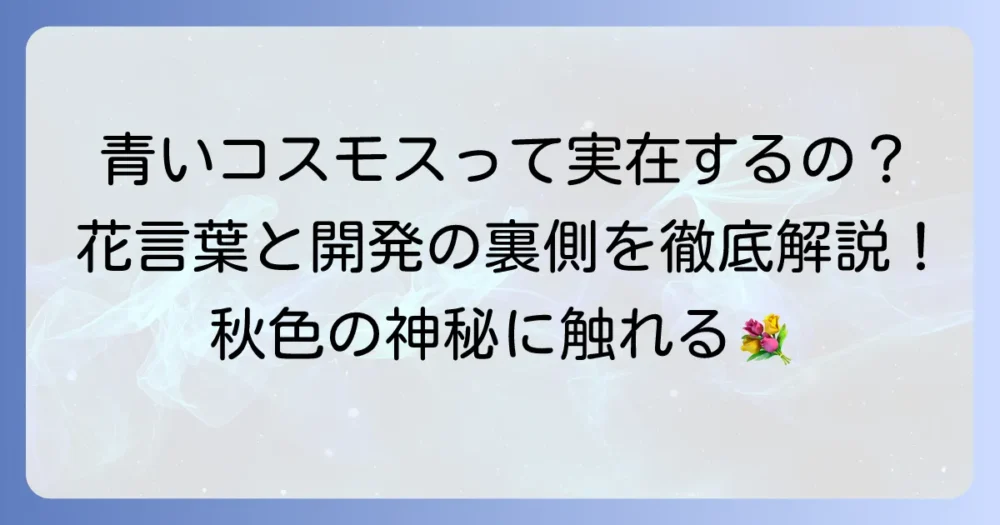青いコスモスの花言葉は?実在するのか徹底解説!他の色や育て方も紹介