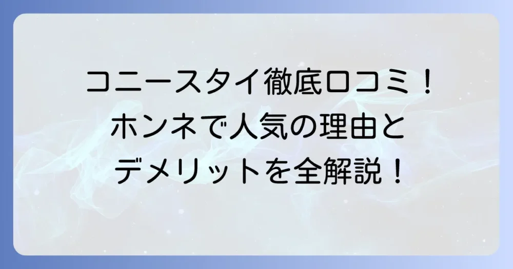 コニースタイの口コミを徹底調査!人気の理由とデメリットを本音で紹介
