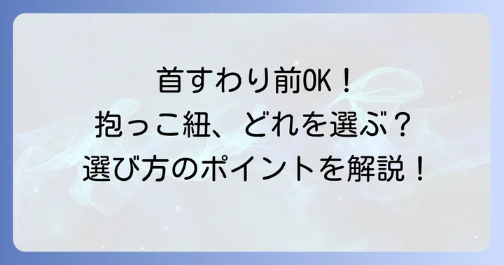 コニー抱っこ紐以外で首すわり前から使える抱っこ紐の選び方