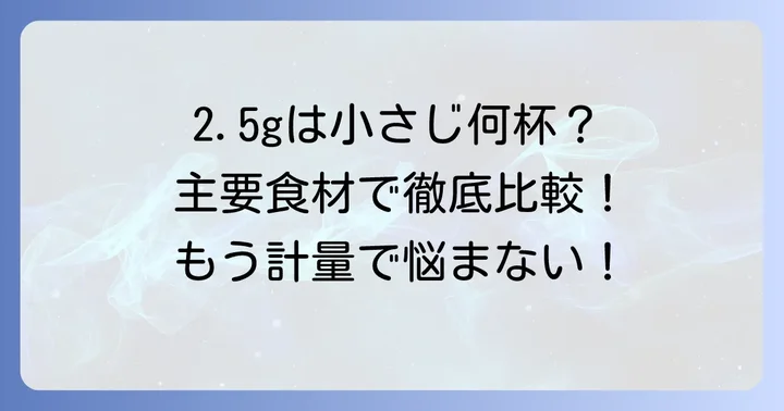 主要食材別!2.5gを小さじで測る具体的な方法