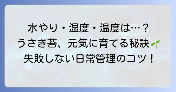 うさぎ苔の日常管理|水やり・湿度・温度のコツ