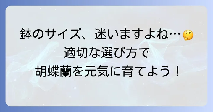 胡蝶蘭の植え替えに適した鉢の大きさの選び方