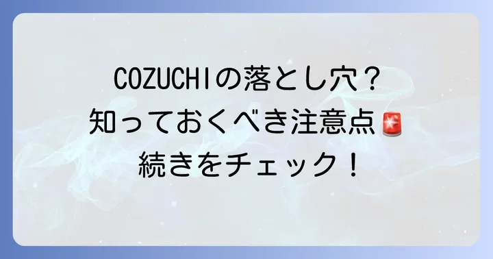 COZUCHIのデメリットと注意すべき点