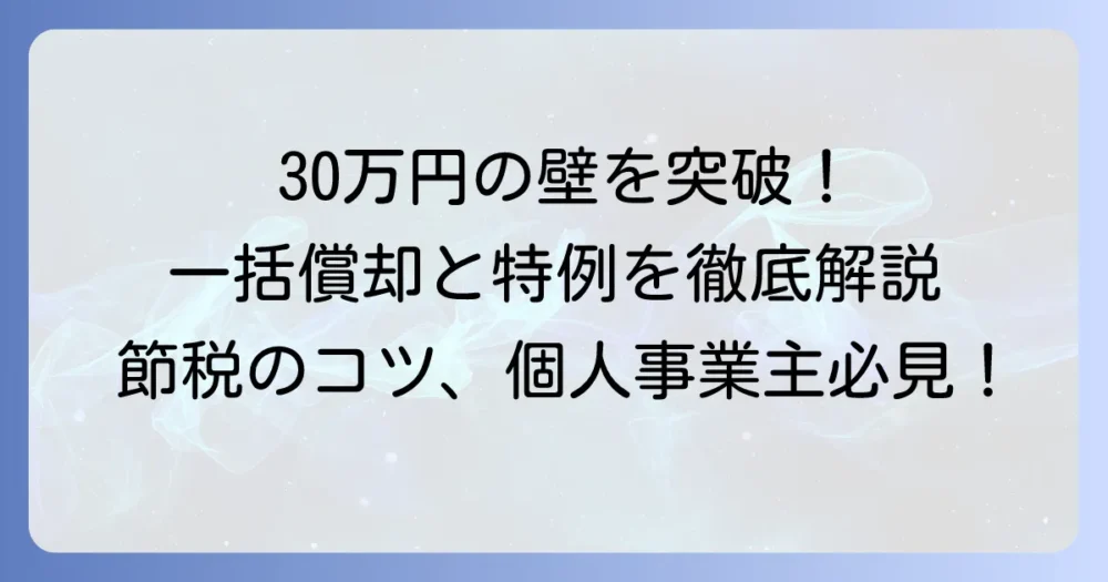 個人事業主が知るべき一括償却資産と30万円未満の特例:徹底解説