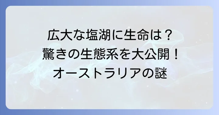 オーストラリアの「カティサンダ・エア湖」が世界一浅い湖と呼ばれる理由
