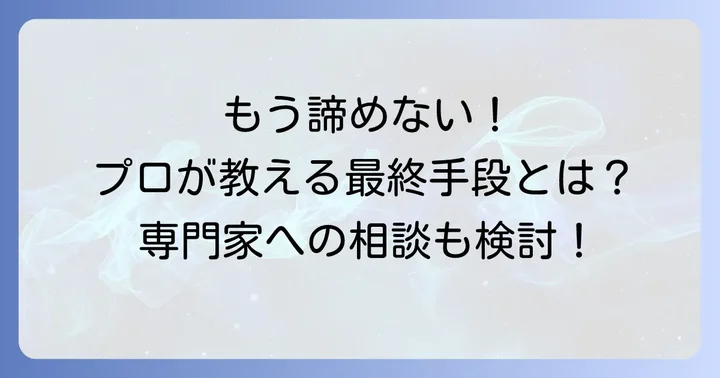どうしても外れない場合の最終手段と専門家への相談