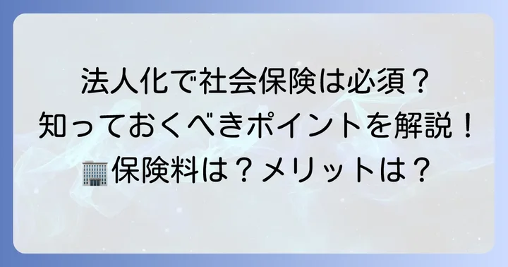 法人化すると社会保険に加入できる？