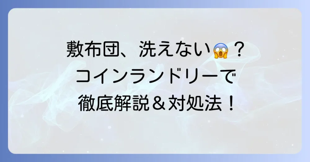 コインランドリーで敷布団が洗えない理由と、自宅や専門業者での対処法を徹底解説