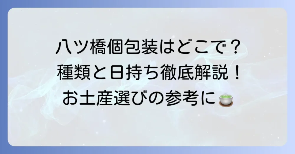 聖護院八ツ橋の個包装の魅力と購入場所を徹底解説！種類や日持ちも紹介