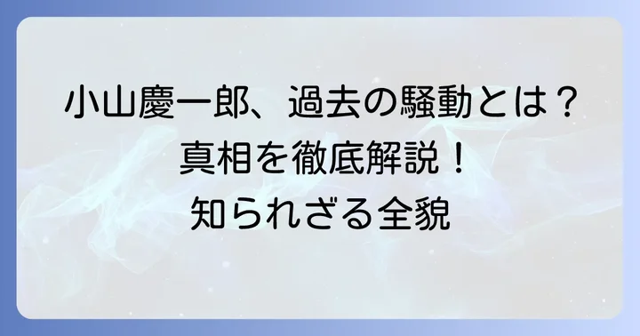 小山慶一郎が過去に「何をした」のか？未成年飲酒問題の真相