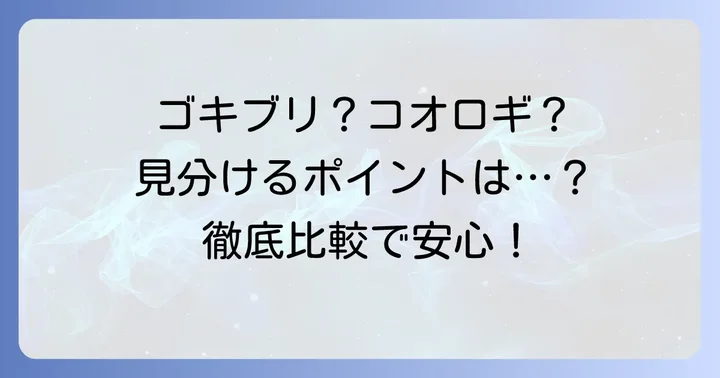 コオロギとゴキブリの決定的な違いを徹底比較