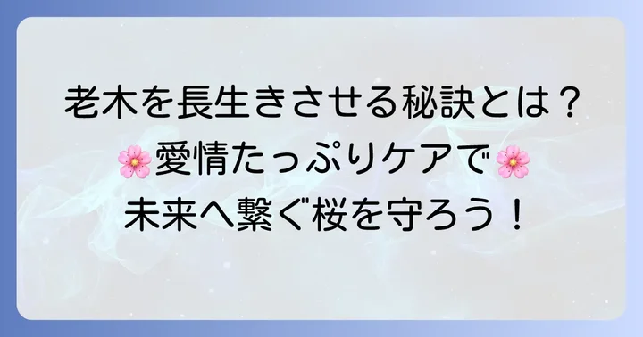 老木のソメイヨシノを長生きさせるための手入れと対策