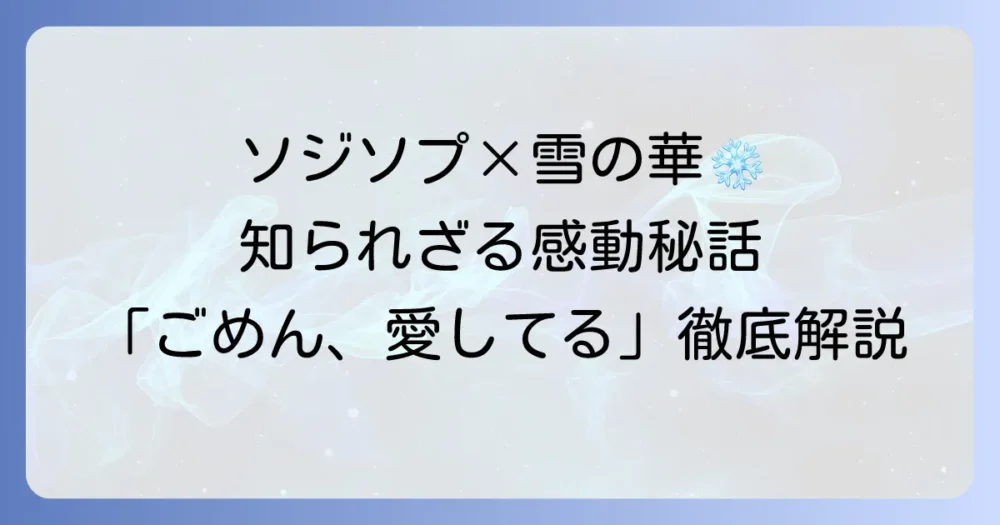 ソ・ジソプと「雪の華」の感動秘話！ドラマ「ごめん、愛してる」との深い関係を徹底解説