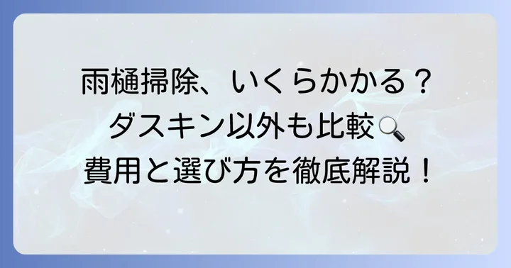 雨樋掃除の費用相場とダスキン以外の選択肢