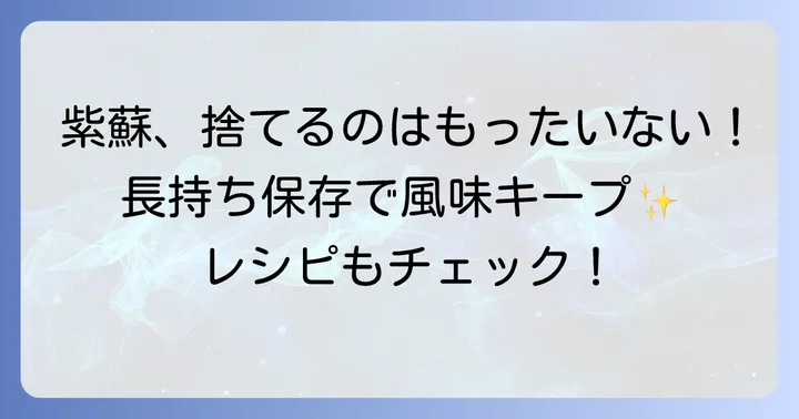 長く美味しく楽しむための梅干しの紫蘇保存方法
