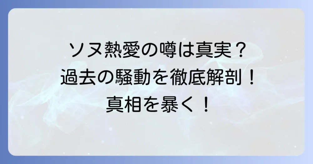 ドボイズソヌの熱愛の噂は本当？過去の騒動から現在の状況まで徹底解説