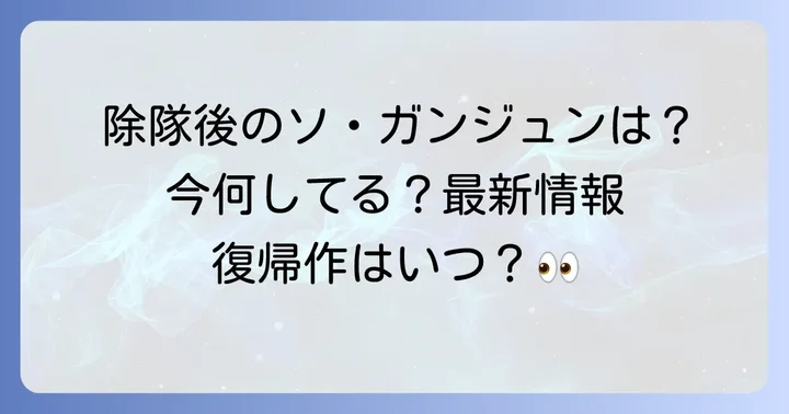 ソガンジュン現在の活動状況を徹底解説！