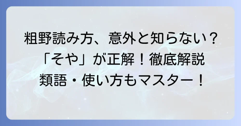 「粗野」の読み方・意味・使い方を徹底解説！類語・対義語も紹介