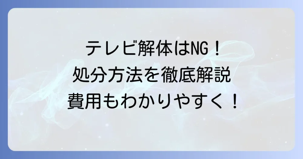 テレビを解体して捨てるのはNG！正しい処分方法と費用を徹底解説