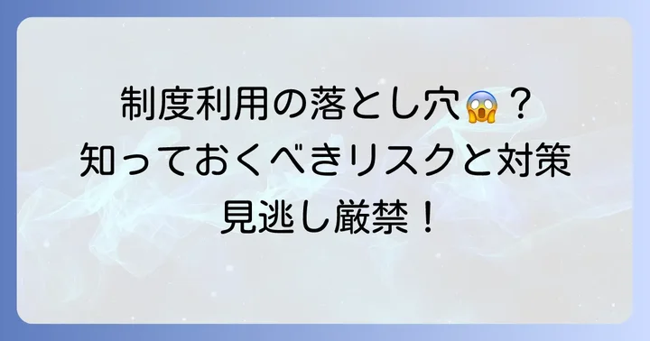 知っておきたいデメリットと注意点：制度利用のリスクを避ける方法