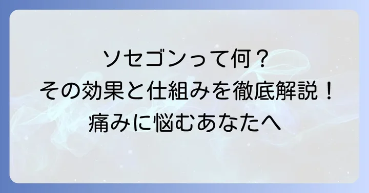 ソセゴンとは？その基本的な特徴と鎮痛メカニズム