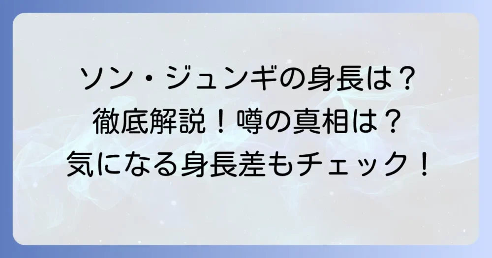 ソン・ジュンギの身長は？公式プロフィールと気になる噂を徹底解説！