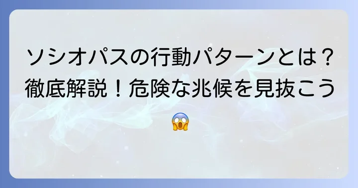 ソシオパスの主な特徴と行動パターンを徹底解説