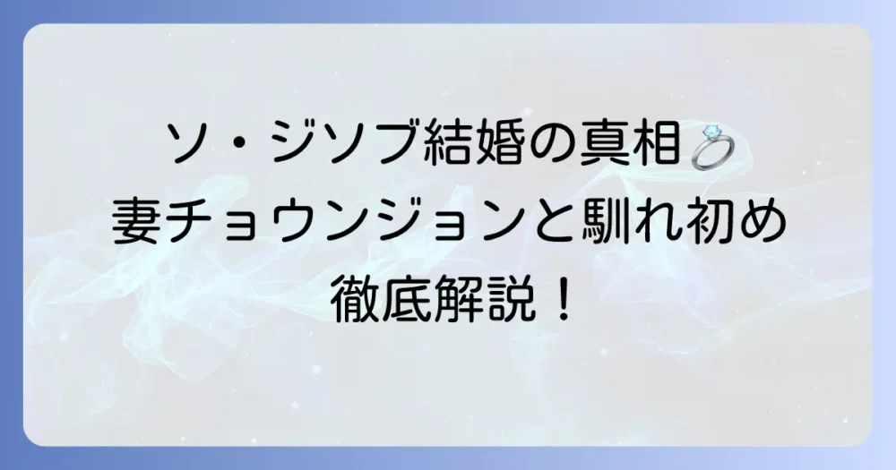 ソ・ジソブの結婚相手は誰？妻チョ・ウンジョンとの馴れ初めや現在を徹底解説！