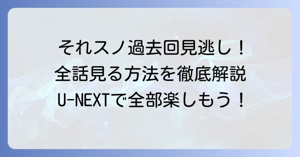 「それスノ」過去回が見れない理由と全てを視聴する方法を徹底解説