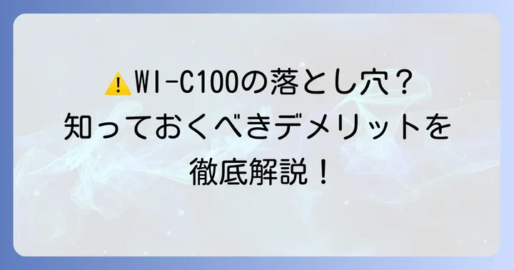 ここが気になる？SonyWI-C100の悪い口コミ・デメリット