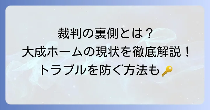大成ホームに関する裁判の現状と背景を理解する