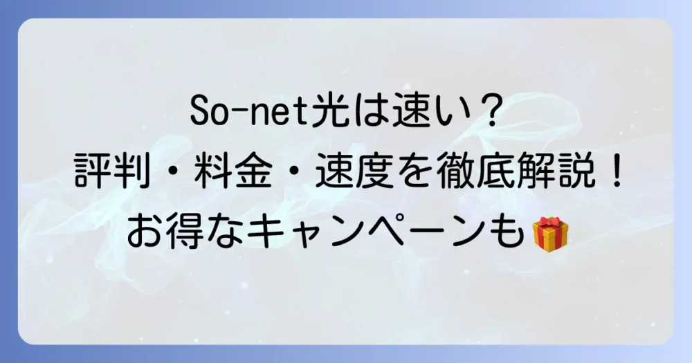 So-net光の評判は？メリット・デメリットから料金・速度まで徹底解説