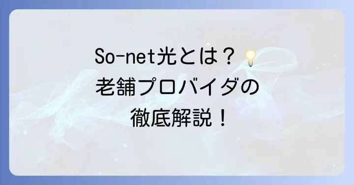 So-net光とは？その特徴と基本情報