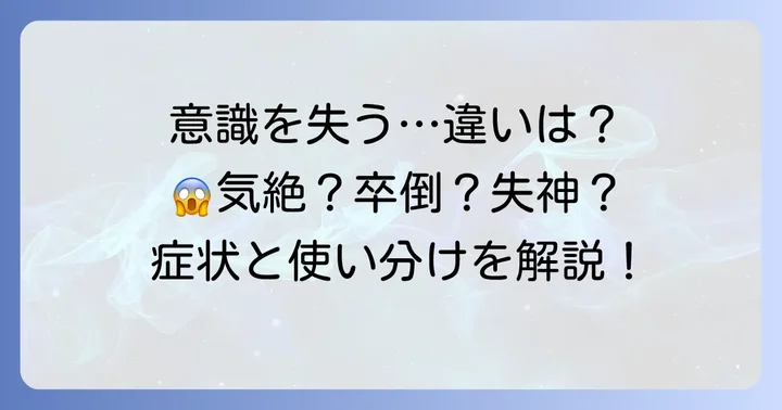 「卒倒」と「気絶」「失神」の違いを明確にする