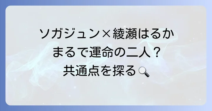 ソガンジュンと綾瀬はるかの「似ている」と言われる理由と共通点