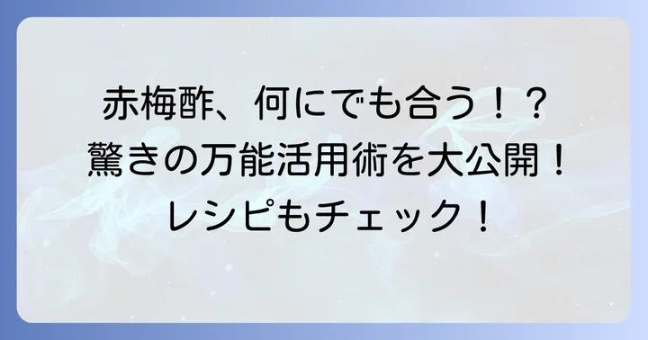 料理に大活躍！赤梅酢の万能な使い方