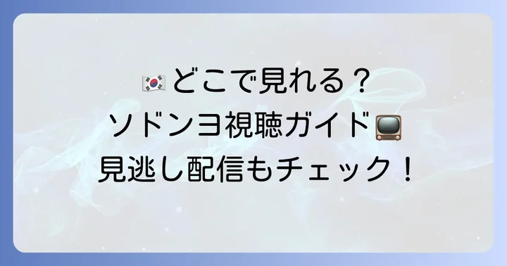 「ソドンヨ」を日本で視聴する方法