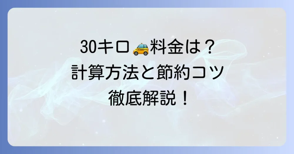 30キロのタクシー料金の目安は？計算方法と安く乗るコツを徹底解説