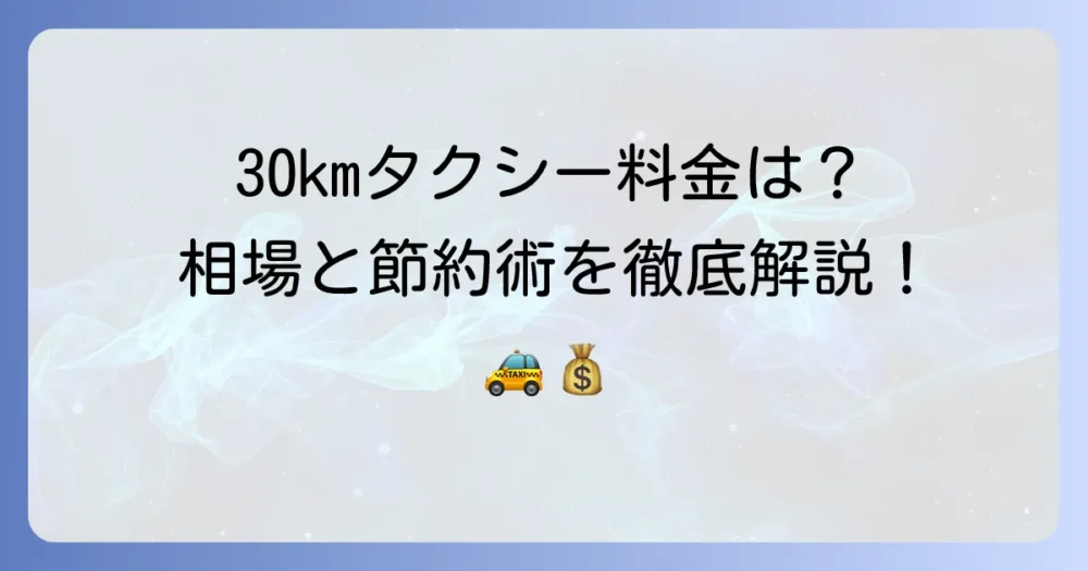30kmのタクシー料金はいくら？計算の仕組みと賢く利用する方法を徹底解説