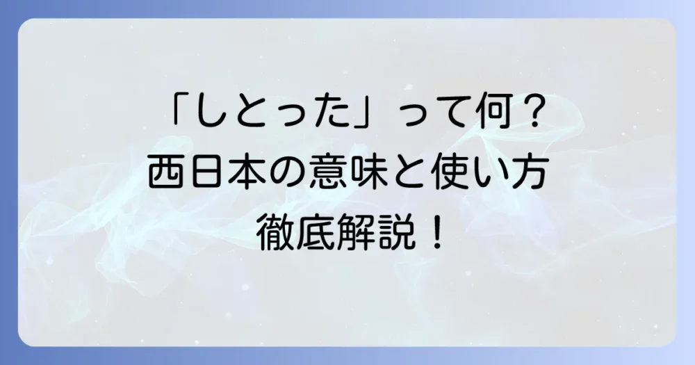 「しとった」という方言の意味と使い方を徹底解説！どこで使われる？標準語との違いも