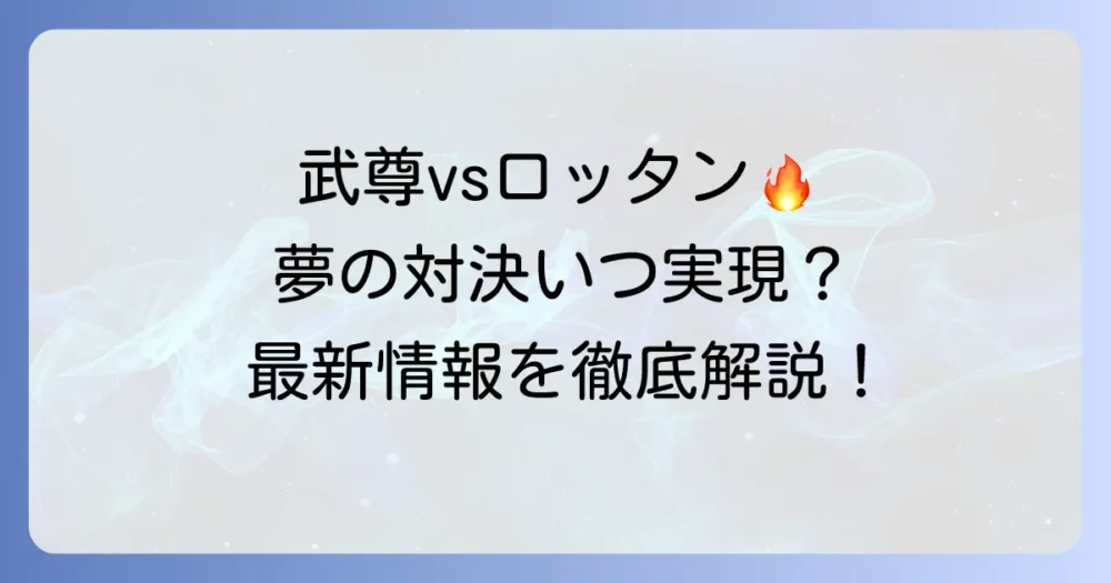 武尊vsロッタンの試合はいつ？夢の対決実現の可能性と最新情報