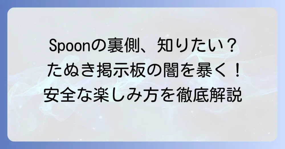 たぬき掲示板Spoonのリアルな声！トラブルから安全な利用方法まで徹底解説