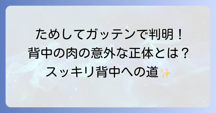 ためしてガッテンが教える背中の肉の正体と原因