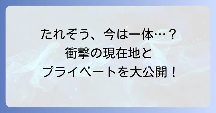 たれぞうの現在の活動とプライベートな生活