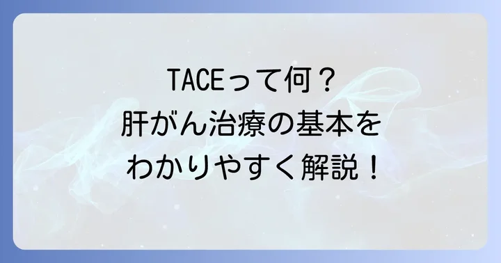 TACE（肝動脈化学塞栓術）とは？肝臓がん治療の基本を知る