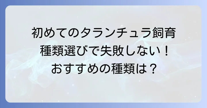 初心者におすすめのオフスプリングタランチュラの種類
