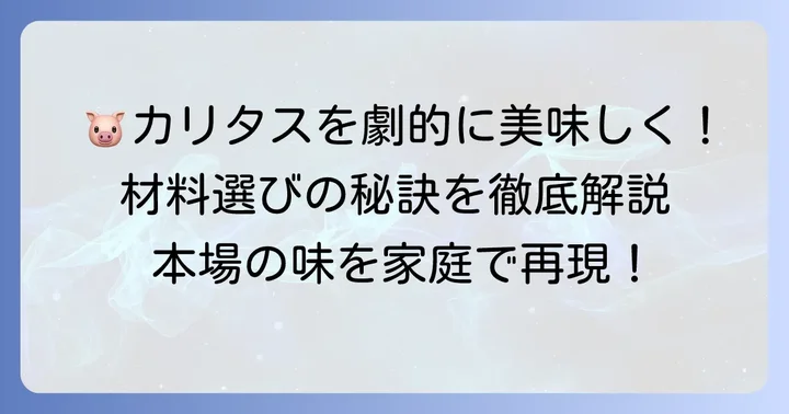 本格カルニタス作りに欠かせない材料と選び方