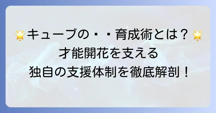 キューブがタレントを支える独自の支援体制