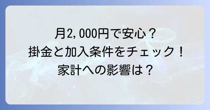 掛け金と加入条件：家計への影響と申し込み方法